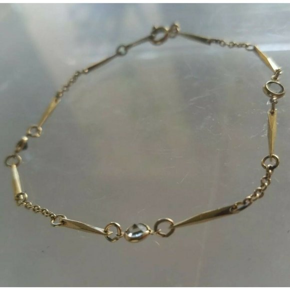 Vintage AVON Link Gold Tone Chain Bracelet 7.5" w/rhinestones - Picture 3 of 6